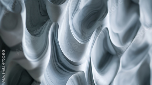 Obraz na płótnie Close-up of swirling grey and white marble wall panel. w salonie