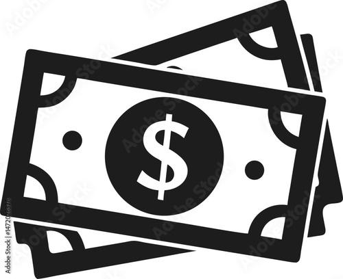 A stack of cash money or dollar bills flat vector icon for financial apps and websites