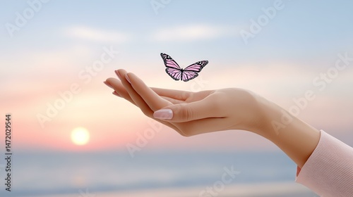 Gentle Sunset Butterfly Release