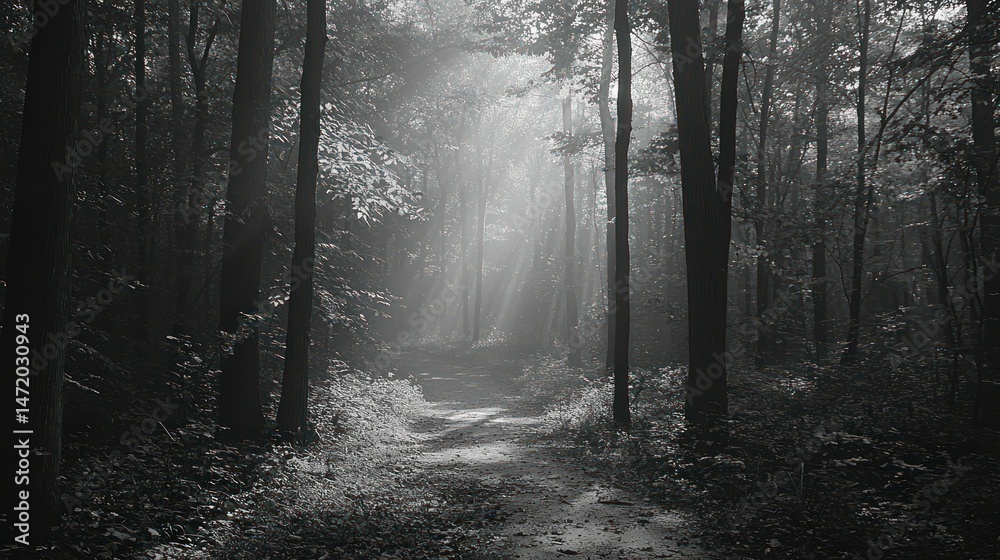 Naklejka premium Misty forest path