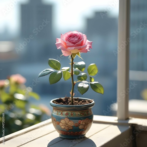 pink roses in a pot