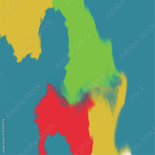 The fuzzy colored spots imitate islands or part of the continent, like a solid form for creating a geographic map.