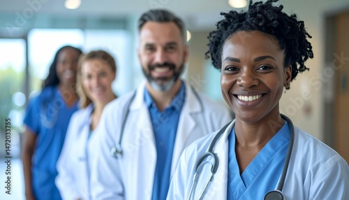 Diverse Medical Professionals United in Dedication to Patient Care and Teamwork in a Modern Healthcare Setting