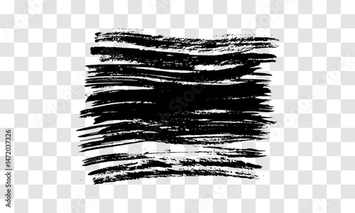 Black brush stroke on transparent background