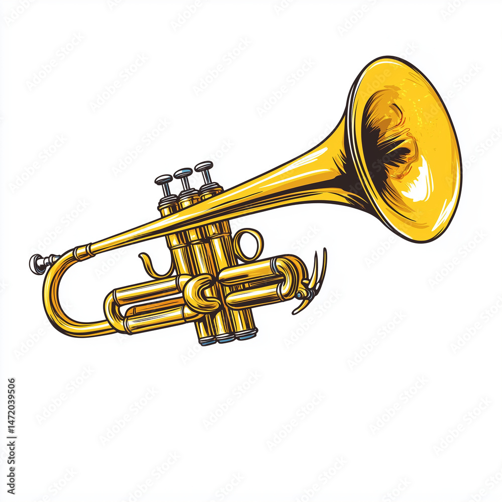 Naklejka premium brass trumpet isolated on white