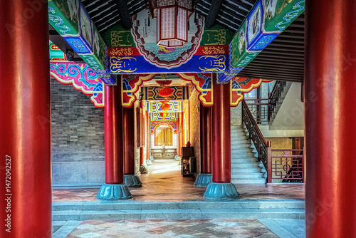 Foshan city, Guangdong, China. Fengjian Water Township (Fengjian Village). The village has a long history and features historic sites throughout. Typical Lingnan style water town. 