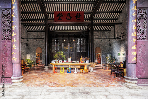 Foshan city, Guangdong, China. Fengjian Water Township (Fengjian Village). The village has a long history and features historic sites throughout. Typical Lingnan style water town. 