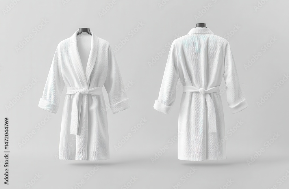 Front and back view of a white robe