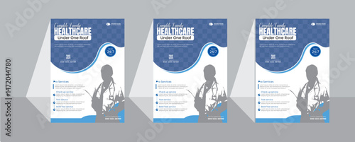 Medical Healthcare Flyer Design Template, Health medical flyer, Healthcare cover a4 template, Corporate healthcare and medical flyer or poster design layout