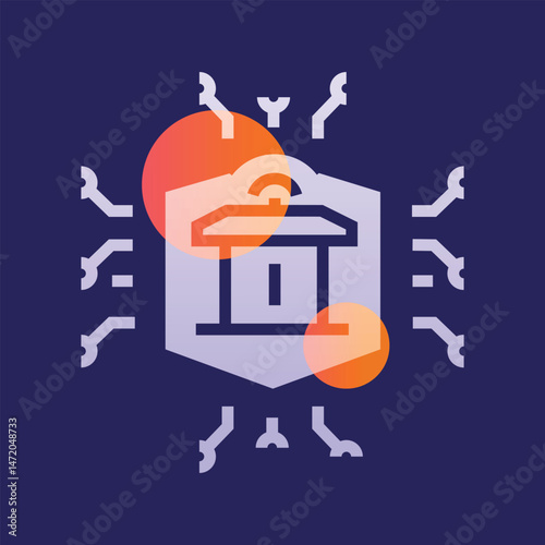 E-government glassmorphism illustration. Transparency blur elements. Ui layered design.