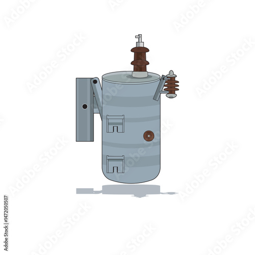 Vector image of a single-phase transformer used in residential and light commercial electrical distribution systems.
