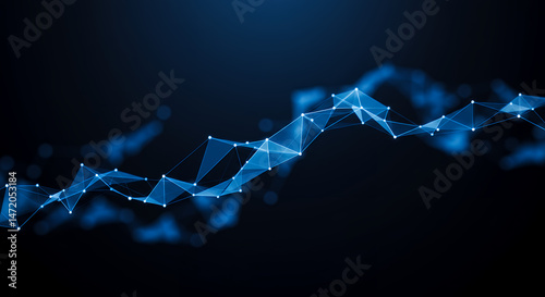 Blue Data Network: Abstract Connectivity, Technology Mesh, Modern Science Visualization, Information Graph