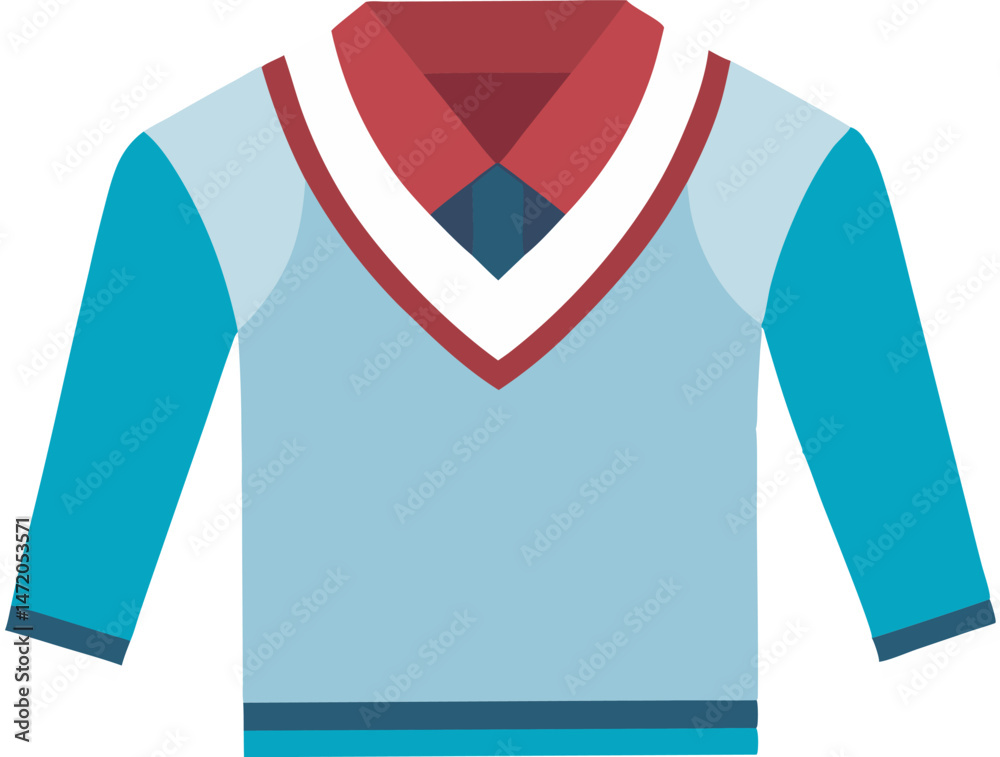 A detailed vector art illustration of a classic V-neck sweater, showcasing stylish design, clean lines, and vibrant, professional-quality colors. A detailed vector art illustration of a classic V-neck sweater, showcasing stylish design, clean lines, and vibrant, professional-quality colors.