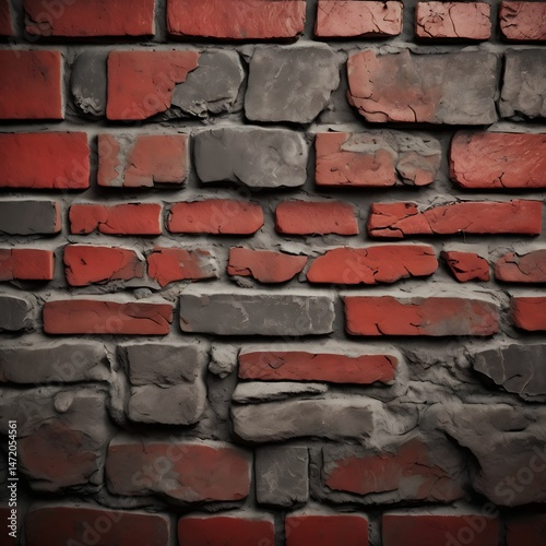 Aged red brick wall texture shows a rough horizontal pattern in solid brickwork