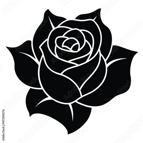 Elegant Black Rose Illustration Vector Graphic Design