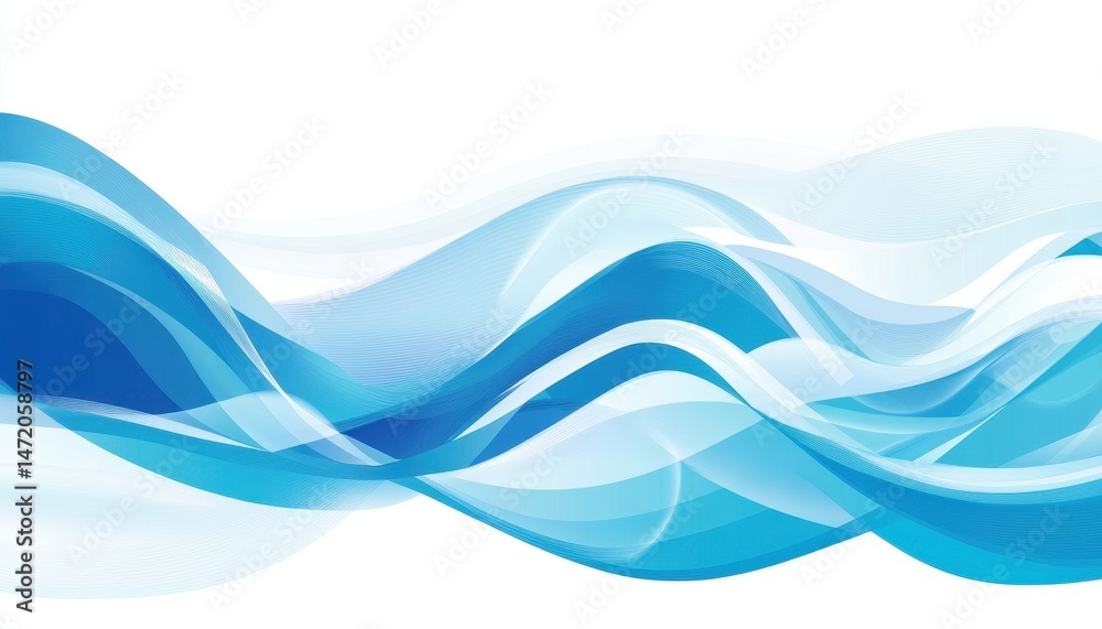 Obraz premium Abstract Blue Waves on White Background