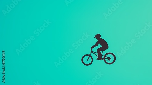 BMX Silhouette, Action and Adventure, Silhouette of BMX rider on teal background