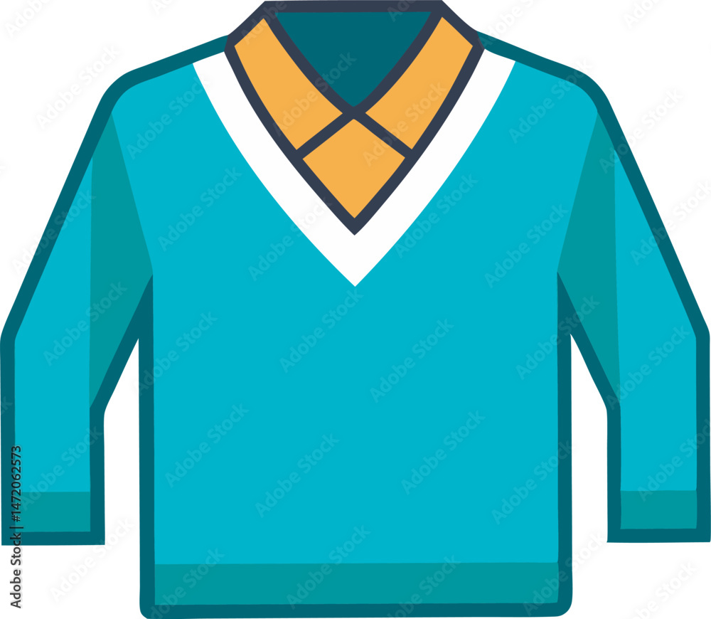 A detailed vector art illustration of a stylish V-neck sweater, showcasing clean lines, modern design, and vibrant colors for fashion projects. A detailed vector art illustration of a stylish V-neck sweater, showcasing clean lines, modern design, and vibrant colors for fashion projects.