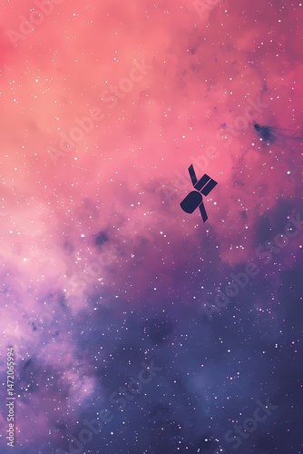 Satellite in a vibrant nebula, Space exploration, cosmos, technology