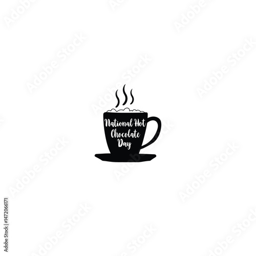 national hot chocolate day with a cozy cup silhouette on white background