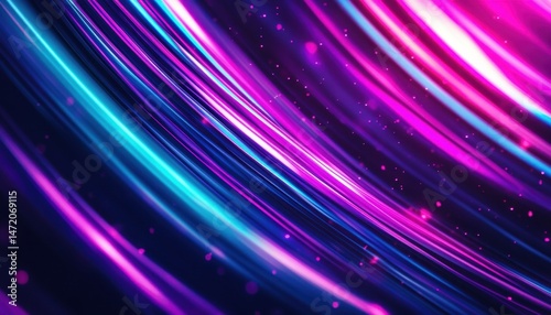Abstract Glowing Lines Background With Pink And Blue Neon Lights