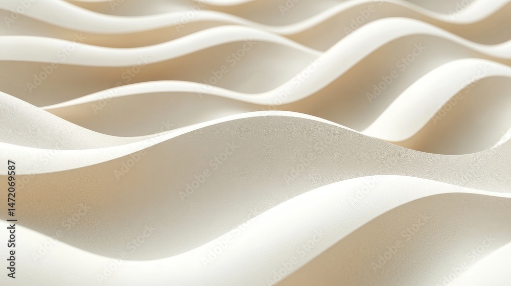 Obraz premium Abstract design of flowing, wavy forms in light beige tones.