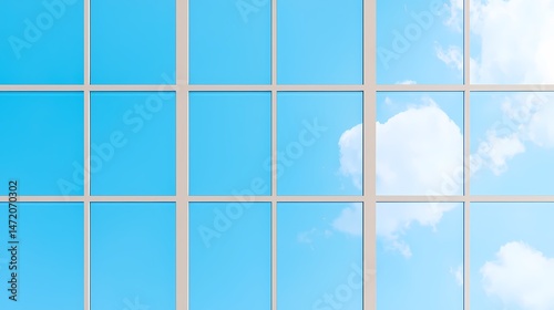 Skylight View, Blue Sky and Clouds, Modern skylight window with blue sky and clouds view.