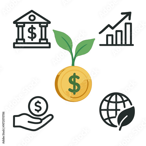 Growing Money, Financial Growth, Investment, Vector Illustration
