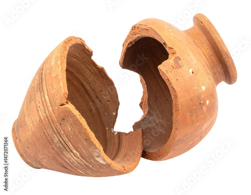 Broken Terracotta Pot Isolated Ancient Archaeological Ceramic Fragment Ruin