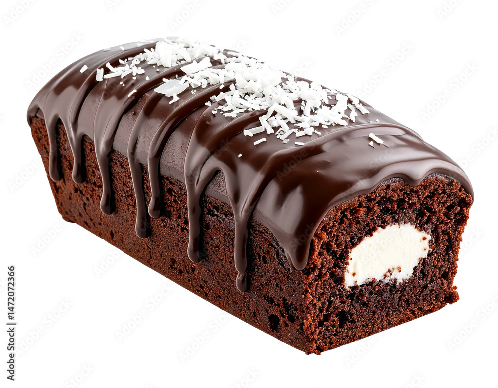 Chocolate Cake Roll with Vanilla Cream Isolated Dessert Photography Sweet Food