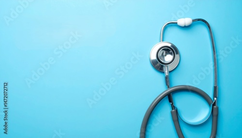 Sleek Silver Stethoscope Symbolizing Medical Vigilance Against a Cool Blue Background