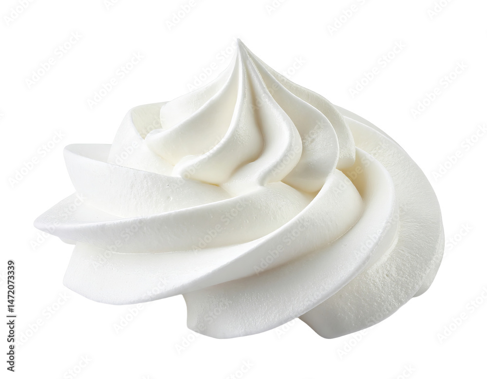 Whipped Cream Swirl Isolated on Transparent Background Dessert Topping