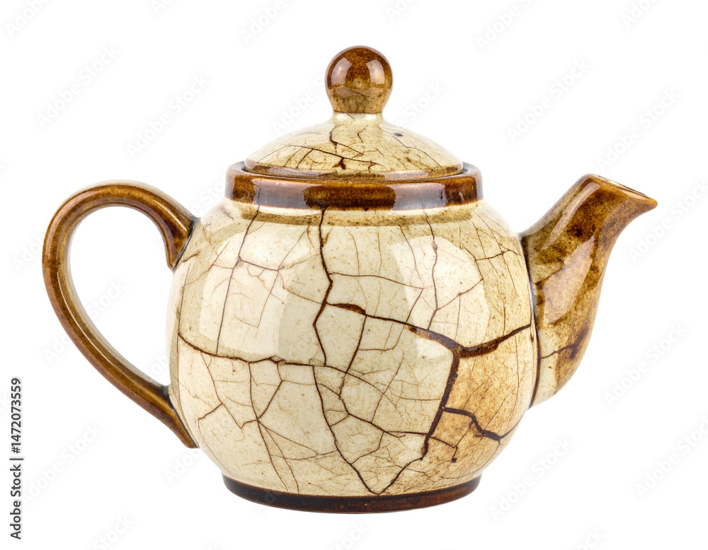 Vintage Ceramic Teapot Isolated Elegant Porcelain Tea Kettle Transparent Background
