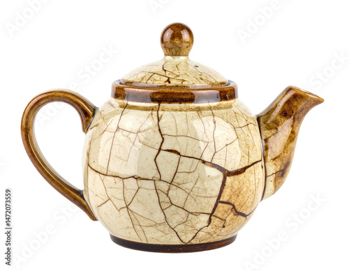 Obraz na płótnie Vintage Ceramic Teapot Isolated Elegant Porcelain Tea Kettle Transparent Background w salonie