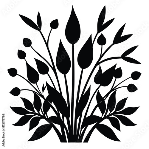 Elegant Black and White Floral Silhouette Illustration