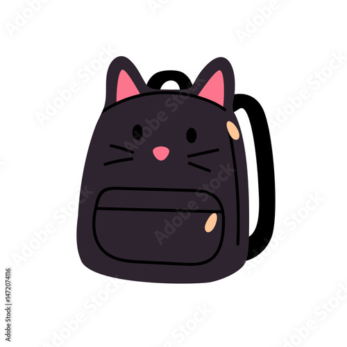 Cute backpack designed with cat ears and embroidered face, fun and cute for children