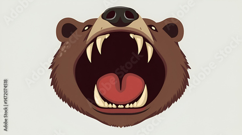 Animal mouth flat icon Bear maws with sharp teeth