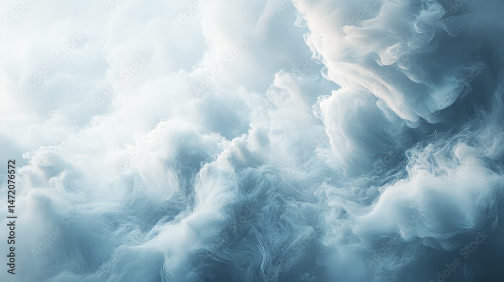 Naklejka premium Detailed abstract image of swirling, light gray clouds.