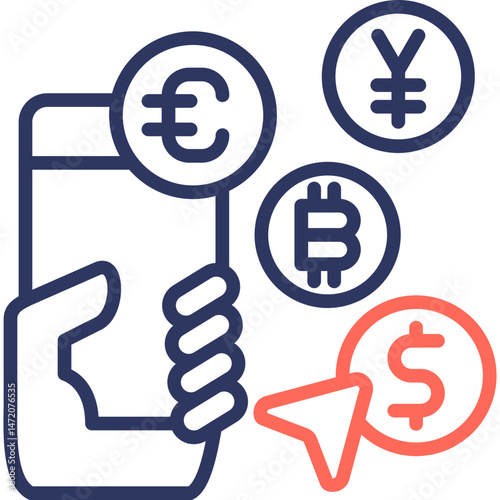 Digital Currency line color icon