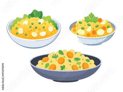 vector illustration of a Bubble and Squeak (Pan-Fried Leftover Vegetables, Usually Cabbage and Potatoes)