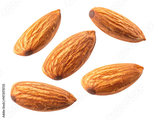 Obraz na płótnie Almond nuts isolated on transparent background healthy snack raw ingredient food concept w salonie