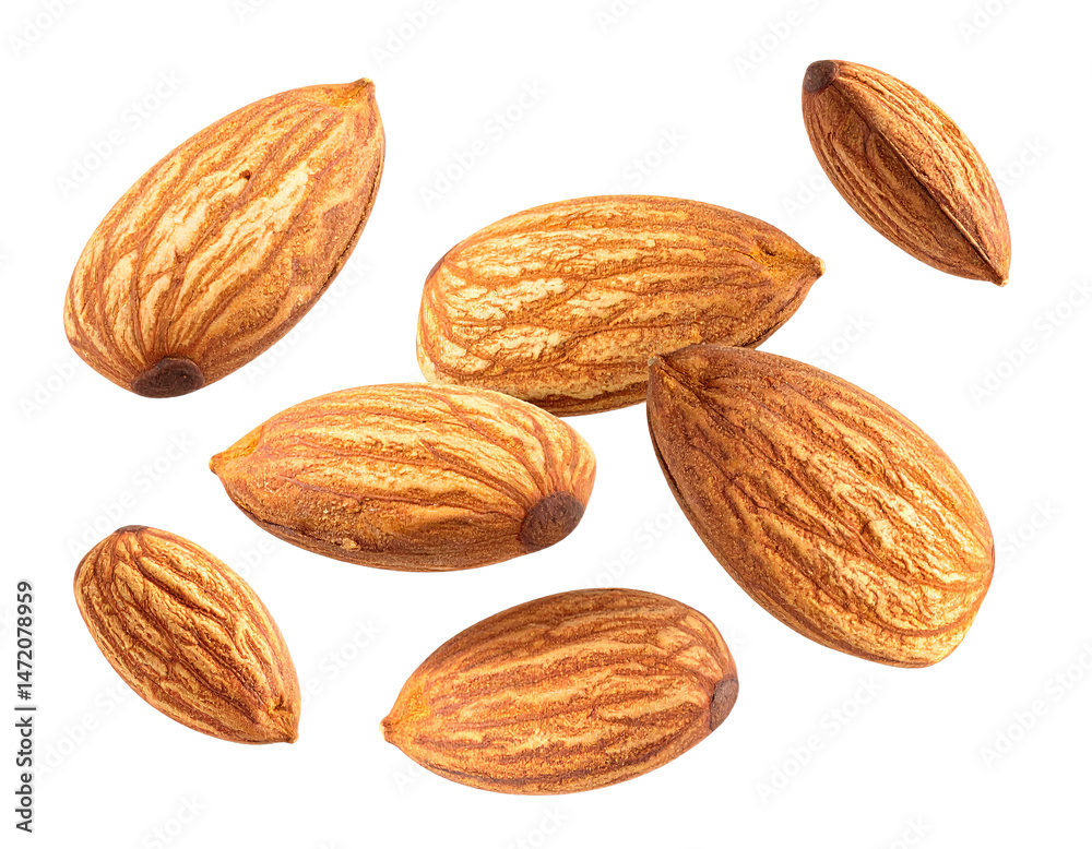 Almonds Isolated Nutritious Snack Food Ingredient Organic Healthy Eating Concept