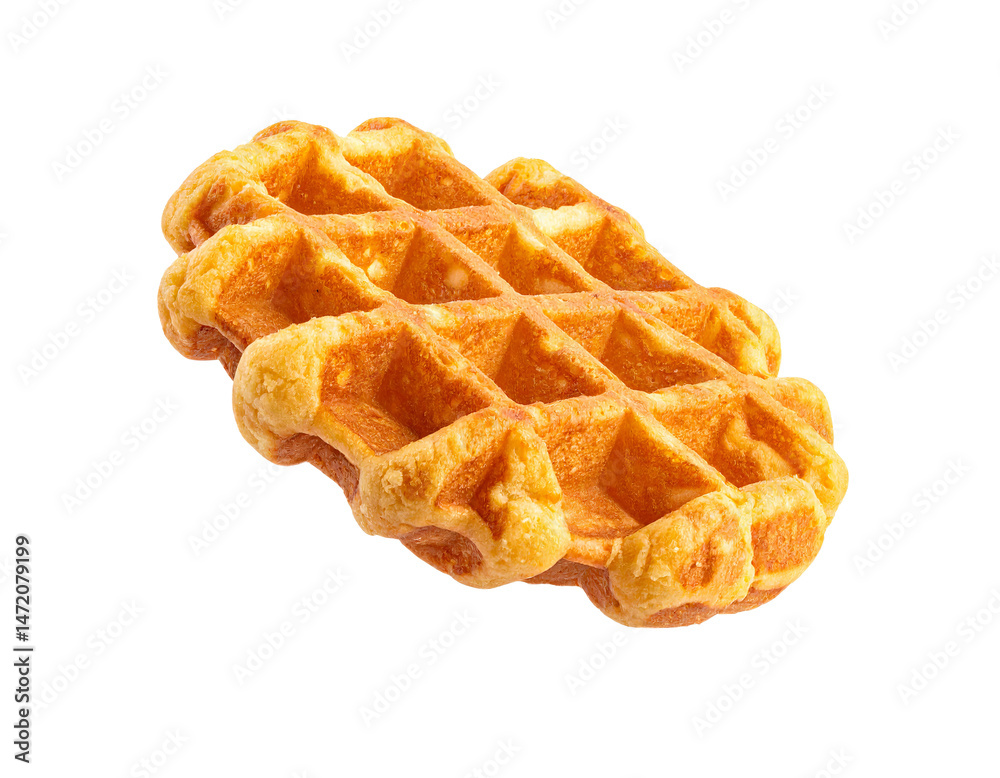 Golden waffle isolated on transparent background delicious breakfast treat