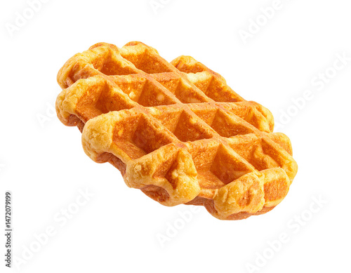 Obraz na płótnie Golden waffle isolated on transparent background delicious breakfast treat w salonie