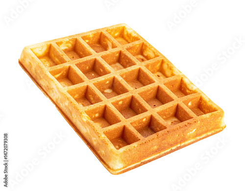 Obraz na płótnie Golden Waffle Isolated on Transparent Background Sweet Breakfast Food Concept w salonie