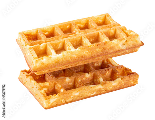 Obraz na płótnie Golden Waffle Stack Isolated on Transparent Background Delicious Breakfast Pastry w salonie