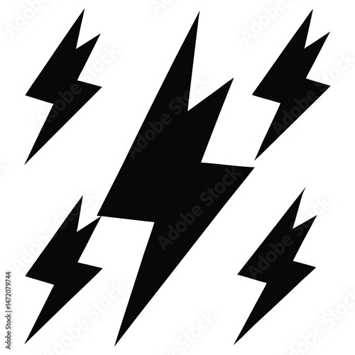 Abstract Lightning Bolt Illustration  Energy, Power, and Storm Graphic Design Element