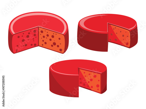 vector illustration of a Red Leicester (Hard Cheese with a Mild, Nutty Flavor)