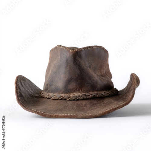Old leather cowboy hat whispering tales of rugged rodeos, rustic Americana charm, and the mystical aura of National Cowboy Day