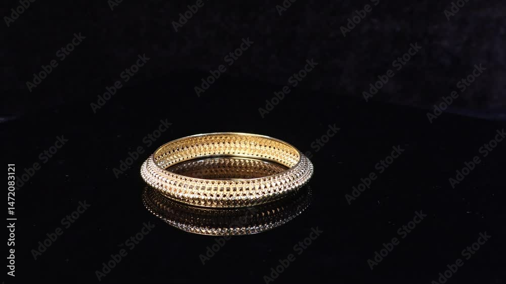 4k.Traditional Indian design gold bangle. Fancy designer antique golden Bangles also known as 
